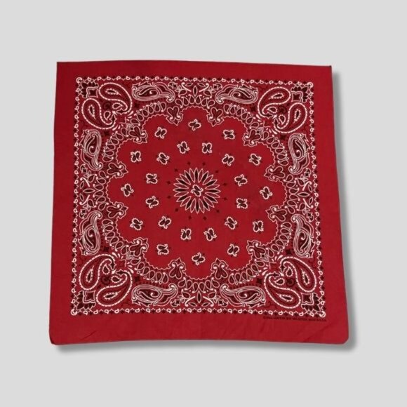 Paisley Bandana Handkerchief Cotton Burgundy Unisex One Size - Picture 2 of 9